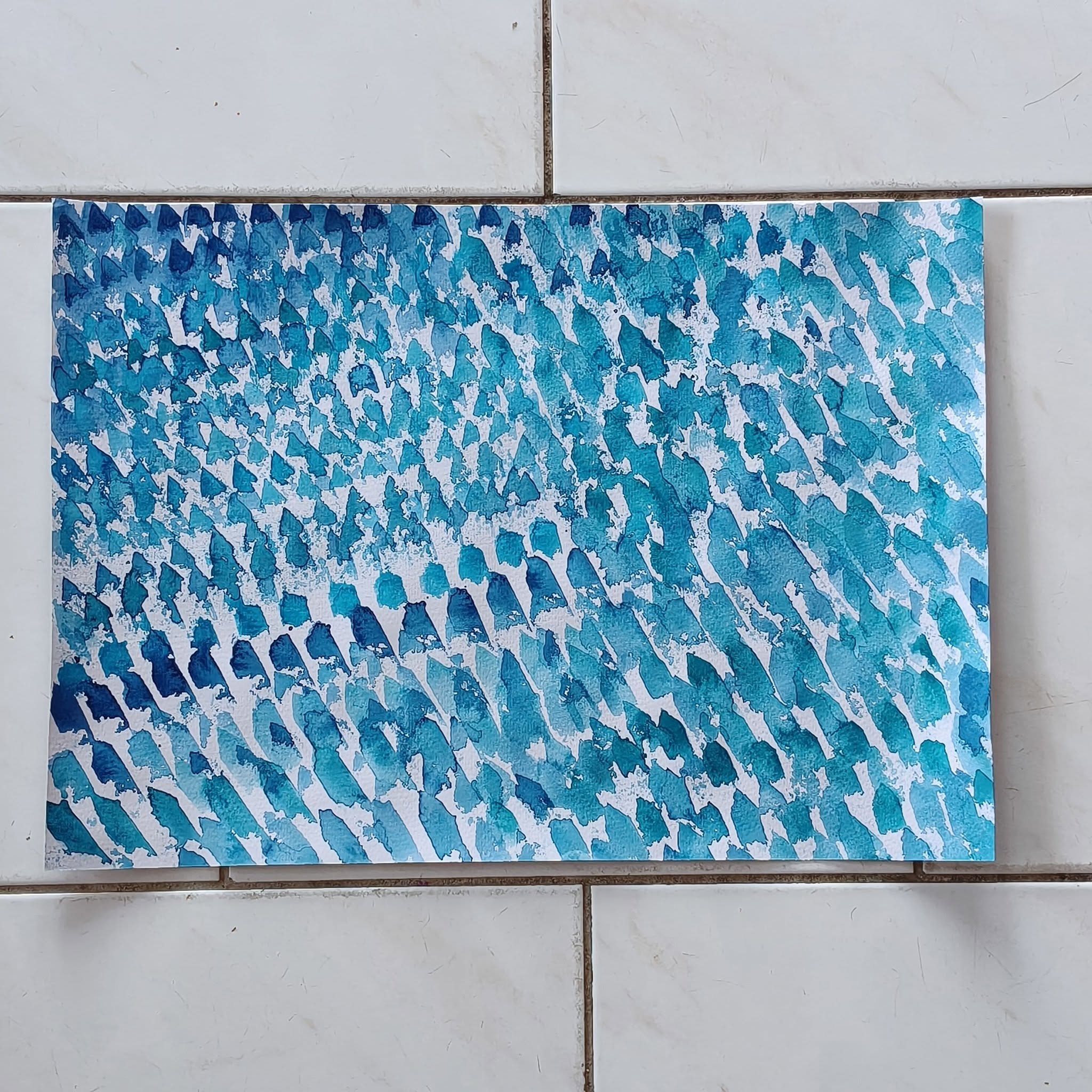 Pale green cellular abstract painting