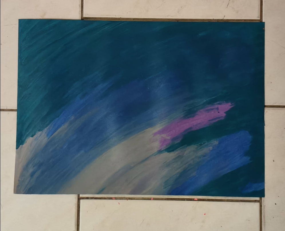 Blue and pink brushstroke abstract painting
