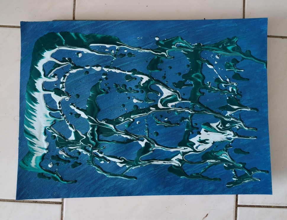 Blue fluid abstract painting