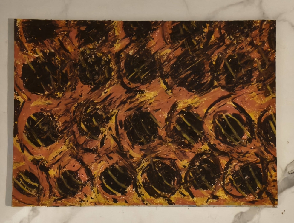 Copper textured abstract painting
