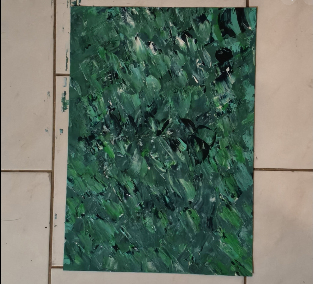 Dense green abstract painting